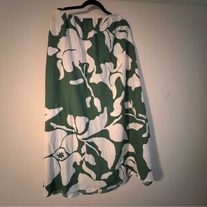 H&M Green and White A-Line Skirt